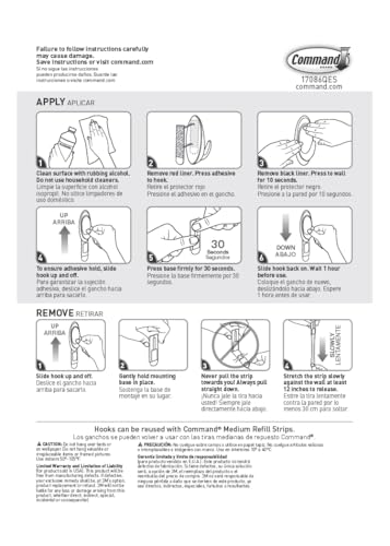 Command Indoor Terrace Hooks, 2 Hooks and 4 Strips, Damage-Free Hanging Wall Hook with Adhesive Strips, No Tools Great for Hanging, Organization and Storage, Holds up to 3 lb - size: Medium, style: Indoor Hooks