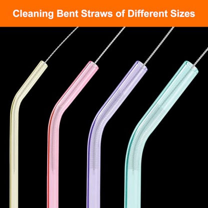 8 Inch Extra Long Straw Cleaner Brush Set, 10 Pack Reusable Straw Cleaning Brushes for Tumbler, Metal Straws，Bottle Drinking Straws，Computer Keyboard, Desktop Cleaning