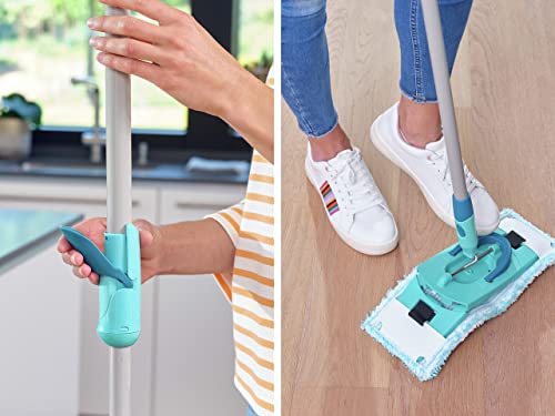 Leifheit Clean Twist Ergo 2.0 Flat Mop Set with Power Cleaner, Floor Mop with Microfibre Cover for Mist Cleaning on Laminate and Tiles, Mop with Spin Technology - size: + Kraftreiniger