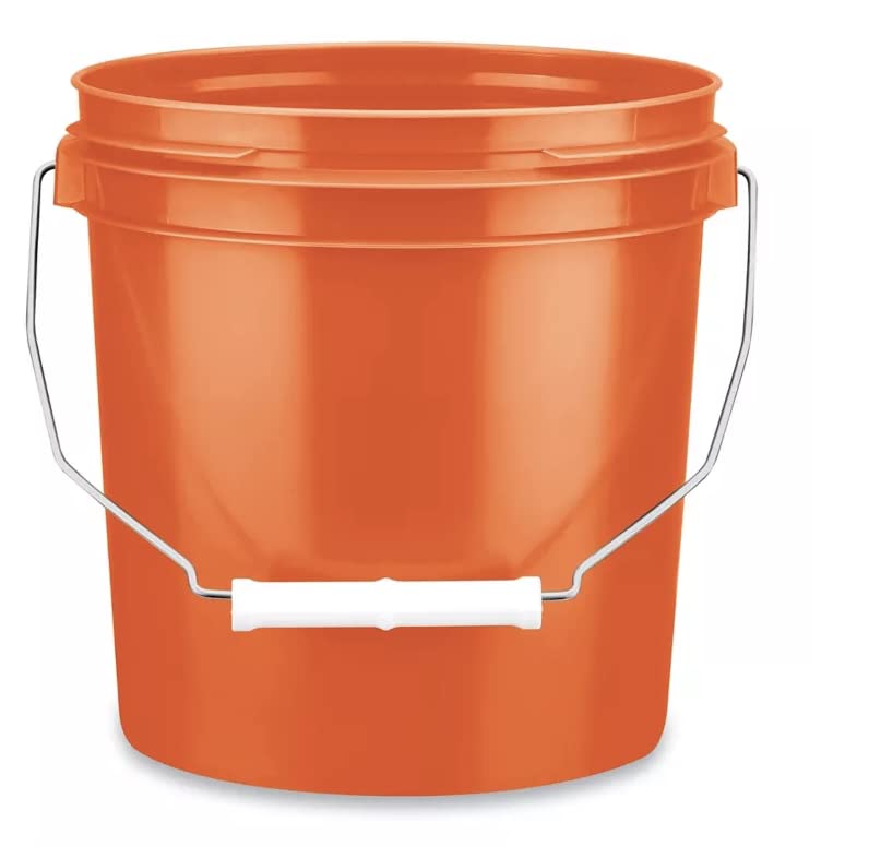 House Naturals 1 Orange and Black Gallon Food Grade Buckets pails with Lids BPA Free Plastic containers -(Pack of 6) Made in USA
