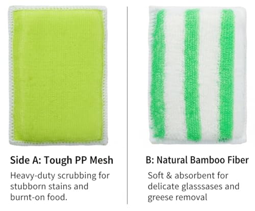 Scrub Sponges for Dishes, Non-Scratch Scrubbing Sponges for Kitchen - Dual-Sided Scouring Pads for Heavy Duty Cleaning - Sustainable Cellulose & Durable Fiber (6Pack)