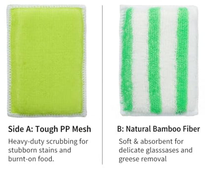 Scrub Sponges for Dishes, Non-Scratch Scrubbing Sponges for Kitchen - Dual-Sided Scouring Pads for Heavy Duty Cleaning - Sustainable Cellulose & Durable Fiber (6Pack)