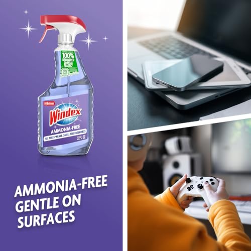 Windex Glass and Window Cleaner Spray Bottle, Ammonia Free, Packaging Designed to Prevent Leakage and Breaking, Crystal Rain Scent, 32 Fl Oz - size: 32 Fl Oz (Pack of 1)