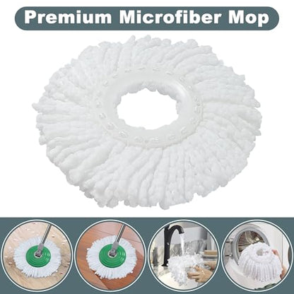 Dual Compartment Spin Mop and Bucket, Mop and Bucket with Wringer Set,360°Rotating Spinning Mopping for Floor Cleaning with 6 Microfiber Replacement Heads, 61" Extended Handle, 2X Wheel - Deep Green - size: Deep Green Mop Bucket + 6 Mop Heads