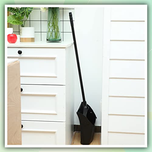 Weewooday 8 Pieces Commercial Lobby Dustpan Plastic Upright Dust Pan with Long Handle Metal Upright Dustpan Heavy Duty for Restaurants Commercial Lobby Garage Home and Outdoors Use (Black) - color: Black