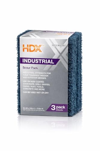 Industrial Scour Pads, for Cookware, Grill Grates, Ovens, Rust, Tools, Wet or Dry Use (Pack of 3)