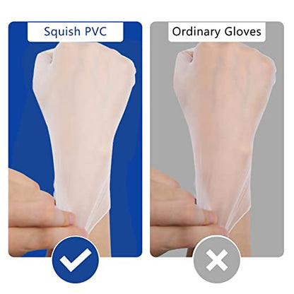 squish Disposable Gloves,Clear Vinyl Gloves Latex Free Powder-Free Glove Cleaning Health Gloves for Kitchen Cooking Cleaning Food Handling, 100PCS/Box, X-Large - size: X-Large (Pack of 100)