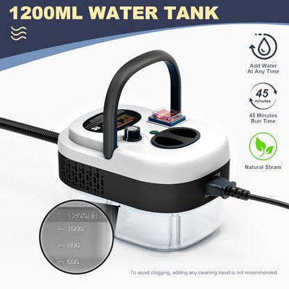 Portable High-Pressure Handheld Steam Cleaner, 14-Piece Accessories, 6 Steam Levels, 15s Heat-Up,chemical-free Cleaning Tile, Grout, Dirt, Grease & Car Detailing(white＆Black) - color: white