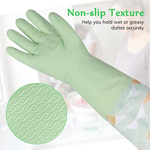 Household Cleaning Gloves 3 Pairs Reusable Dishwashing Gloves Latex Free, Non-Slip Kitchen Glove with Cotton Lined, Waterproof Dish Washing Gloves