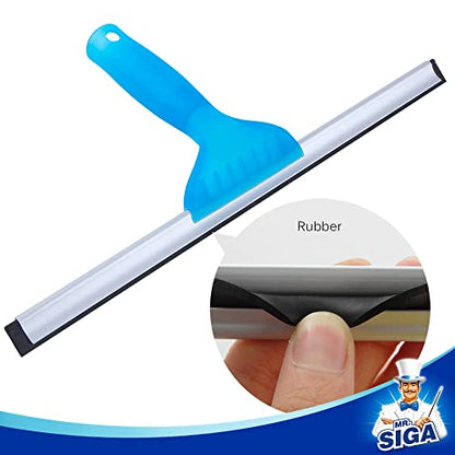 MR.SIGA Professional Window Cleaning Combo - Squeegee & Microfiber Window Scrubber, 14" - size: 14-inch