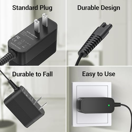9V Charger for Homitt Electric Spin Scrubber Power Cord for Homitt Scrubber Charger Power Supply for Scrubber Compatible with Homitt HM115C, HM115CW, HM115CD,HM115CG HM204C Power Scrubber AC Adapter