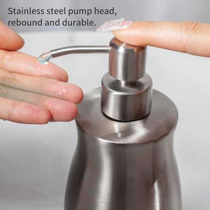 Brushed Stainless Steel Countertop Soap Dispenser Rust and Leak Resistant Hand Soap Pump with Funnel for Kitchen Countertops and Bathroom Dispensers (13.5 oz/400 ml) - color: Gray (Brushed Nickel) Gel Style