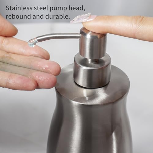 Brushed Stainless Steel Countertop Soap Dispenser Rust and Leak Resistant Hand Soap Pump with Funnel for Kitchen Countertops and Bathroom Dispensers (13.5 oz/400 ml) - color: Gray (Brushed Nickel) Gel Style