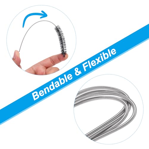 Flexible Long Drain Brush 67 Inch, Double Elastic Ended Nylon Cleaner, 2 Pcs 8 Inch Straw Hose Pipe Cleaning Brush for Sink Drain Tube, Green