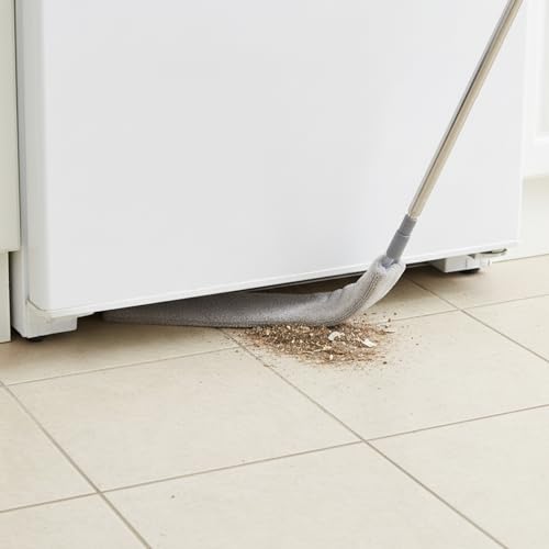 Flat Gap Dust Cleaner with Extendable Pole, Bafezoze Retractable Under Appliance Duster with 2 Washable Microfiber Pads, Slim Flexible Gap Mop for Cleaning Under Bed Sofa Cabinet Refrigerator Gray - size: Gap Duster Grey 2PCs