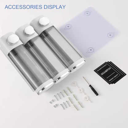 Shampoo and Conditioner Dispenser Shower Soap Dispenser Shampoo Dispenser Body Wash Dispenser for Bathroom,Large Capacity, White Silver - color: White