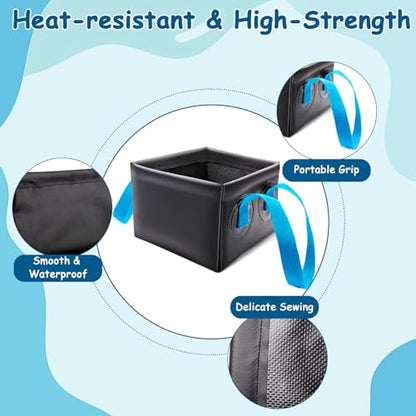 Grill Brush Water Bucket, Collapsible Dunk Tank Grill Brush Bristle Free for Barbecue Cleaner Tank for Steam Grill Brush Cleaning (Blue+Black) - color: Blue+black