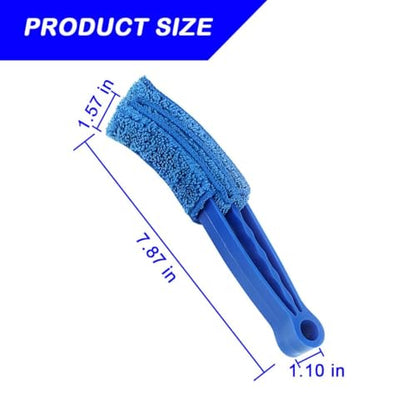 3PCS Mini Duster for Car Air Vent, Automotive Air Conditioner Cleaner and Brush, Vehicle Blind Dust Cleaning Tool for Keyboard, Window, Shutter, Universal for SUV, Truck, RV（Blue） - color: Blue