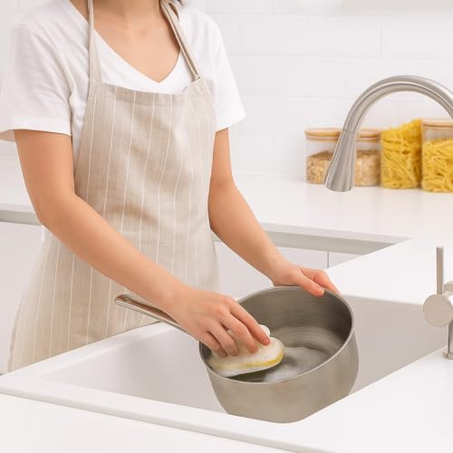 Sponge Cleaning Countertop Brush with Handle, Multifunctional Kitchen and Bathroom Cleaning Brush, Scouring Pad,Non-Scratch Scrubbing Pad, Dishwashing (Light Green) - color: Light Green