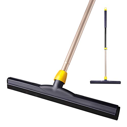 Yocada Floor Squeegee Scrubber Adjustable Telescopic Pole Heavy Duty Household Broom EVA Foam Blade for Garage Courtyard Shower Bathroom Floor Marble Glass Tile Water Foam Cleaning - size: 1 Count (Pack of 1)