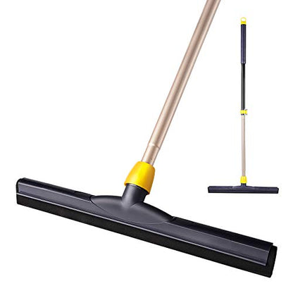 Yocada Floor Squeegee Scrubber Adjustable Telescopic Pole Heavy Duty Household Broom EVA Foam Blade for Garage Courtyard Shower Bathroom Floor Marble Glass Tile Water Foam Cleaning - size: 1 Count (Pack of 1)