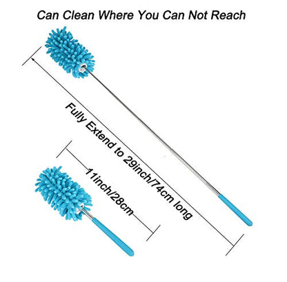 Microfiber Extendable Hand Dusters Washable Dusting Brush with Telescoping Pole for Cleaning Car, Computer, Air Conditioning, TV and Else Pack of 3