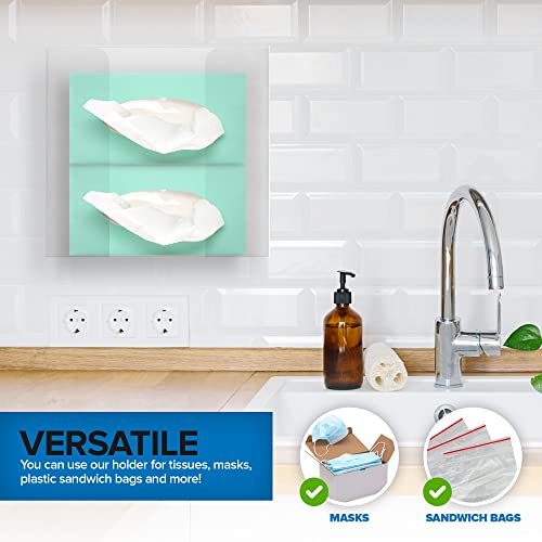 Stock Your Home Double Acrylic Gloves Dispenser, Tissue Box Shelf, Glove Holder Wall Mount, for Kitchen, Cleaning Closet, Lab, Exam, Office - size: 1 Count, style: Double Stack