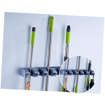 PRETYZOOM Multi-purpose Wall Mounted Mop Organizer Holder Friction Grips and Hooks Storage for Home Kitchen and Bathroom Use Space-saving Design for Brooms Mops and Tools