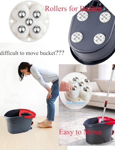 4 PCS Caster Wheels,360° Rollers Compatible with Ocedar Mop Bucket Stainless Steel,Self Adhesive Rollers for Mop Bucket,Kitchen Small Appliances,Trash Can,White
