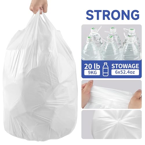 Small Trash Bags with Handles - Ocean Plastic Upcycling - Plastic Garbage Bags, Can Bin & Waste Basket Liner for Kitchen, Bathroom, Office and Pets,8 Gallon 40 Count White - color: 8Gal White, size: 1 ROLL
