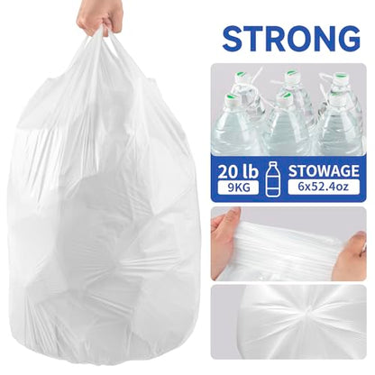 Small Trash Bags with Handles - Ocean Plastic Upcycling - Plastic Garbage Bags, Can Bin & Waste Basket Liner for Kitchen, Bathroom, Office and Pets,8 Gallon 160 Count White - color: 8Gal White, size: 1 DISPENSER BOX