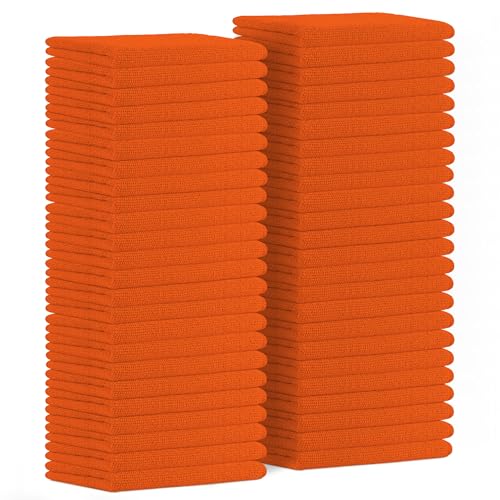 Avalon Towels Microfiber Cleaning Cloths (Value Pack of 48) - Size 16 x 16 Inches, Highly Absorbent Cleaning Rags, Lint Free, Reusable and Washable, Microfiber Towels for Cars - color: Orange, size: Pack of 48 - 16x16 Inches