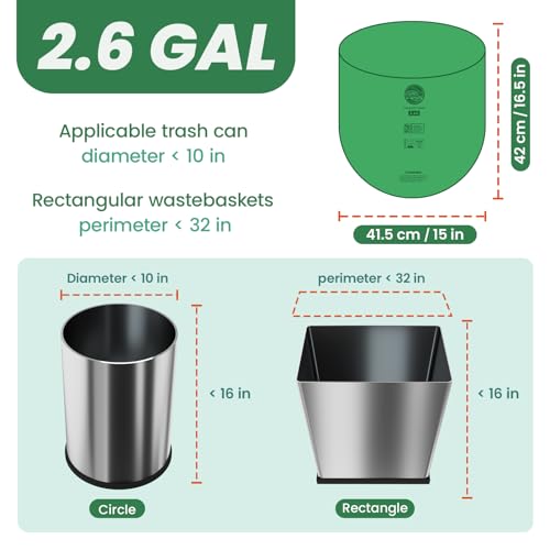 2.6 Gallon Compostable Trash Bags,240 Count Compost Trash Bags for Bedroom Kitchen Office Fit 10 Liter，Small Kitchen Food Scrap Waste Bags,ASTM D6400, US BPI & Europe OK compost HOME certified - color: 2.6G-240count