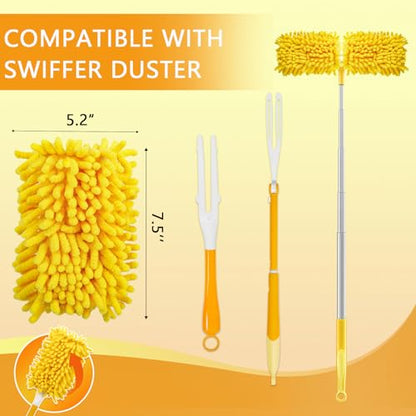 Reusable Duster Refill Compatible with Swiffer Hand Duster - 360 Heavy Duty Dusters Refills - Microfiber Ceiling Fan Duster for Swiffer Dusters Extended Handle, 6 Pack(Handle is Not Included) - color: 6 Pack(multicolor)