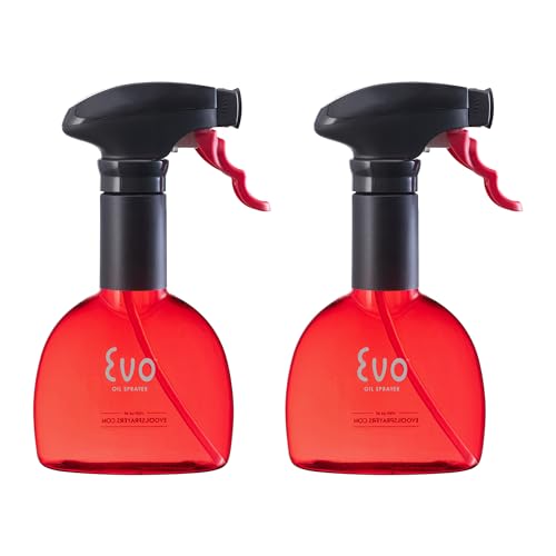 Evo Oil Sprayer Minis, Non-Aerosol for Olive, Cooking Oils, and Vinegars, Red, 8-Ounce Capacity, Set of 2 - color: Red