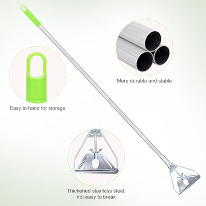Mop Handle Commercial Heavy Duty - 57 Inch Industrial Metal Mop Stick Replacement for Floor Cleaning - Professional Mops Head Replacement Holder - color: Green 1 - Metal Clamp