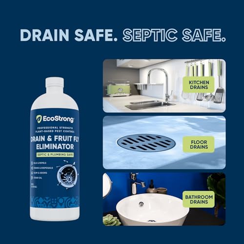 Fruit Fly Drain Treatment | Drain Fly Eliminator | Eliminates Gnats, Sewer Flies and More - Works in All Drains - 32 Fl Oz - size: 32