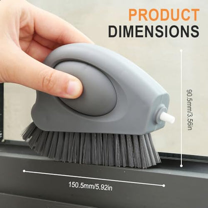 2 in 1 Groove Cleaning Brush with Air-Blowing, Window Track Cleaning Tools, Multifunction Window Track Cleaner with Hard Bristle Scraper, Crevice Brush for Sliding Door Track, Window Seal, Sill (2PC) - color: 2pc