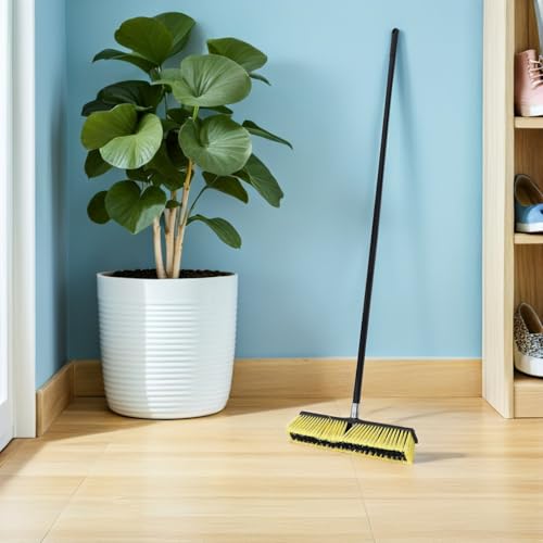 TOYANDONA Heavy Duty Outdoor Push Broom 80cm Aluminum Alloy Threaded Head Industrial Floor Brush for Patio Yard Sidewalk Cleaning