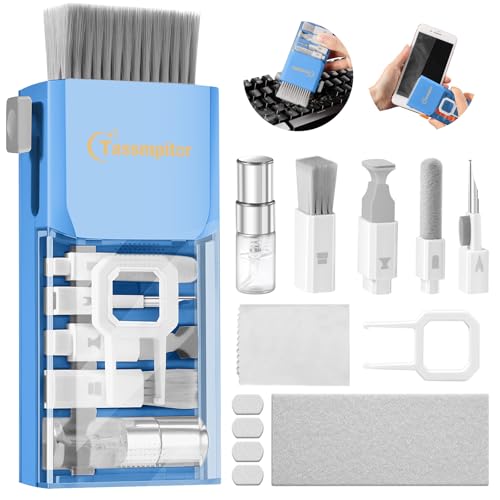 Tassmpitor Laptop Cleaning Kit, Keyboard Cleaning Kit with Spray and Wipe, Keyboard Cleaner for MacBook iPad Tablet iPhone Computer Camera Lens Airpods Earbuds, Mutitool Brush for Electronic Screen - color: SkyBlue