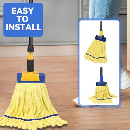 Heavy Duty Commercial Mop Head Replacement Microfiber Tube Mop Heads for Floor Cleaning: 3 Packs Looped End Wet Mop Head Refill for Home Commercial Industrial Use (Yellow) - color: Yellow-3pack
