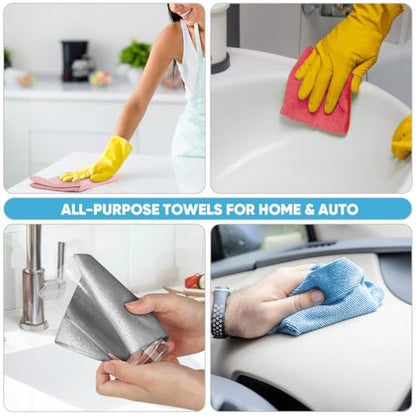 AIDEA Microfiber Cleaning Cloth Roll, 50PK Red, Reusable Paper Towels Tear Away Cloth, Microfiber Towels Washable Shop Rags, Lint Free Cleaning Rags for House, Kitchen, Window, 11.5"×11.5" - color: Red