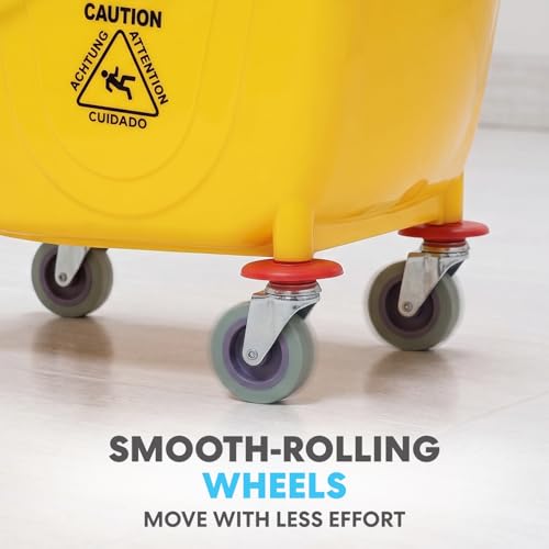 Simpli-Magic Commercial Mop Bucket with Side Press Wringer, 36 Quart, 50,000 Cycles Wringer, Industrial Mop Bucket with Wheels, Yellow, 79538A - size: One Pack - Mop Bucket