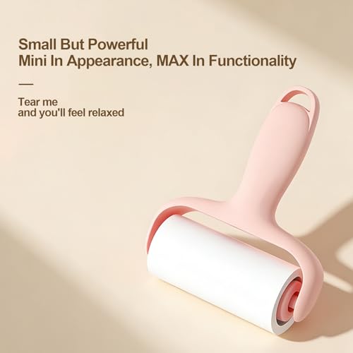 4-Piece Extra Sticky Lint Roller - Pink Lint Remover with 3 Refill Rolls & Ergonomic Handle for Pet Hair Removal on Clothes, Furniture, Carpet, Car Seat