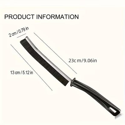 Grooved Detail Cleaning Brush - Handheld Hard Bristle Brush for Tile Grout, Window Tracks, Appliance Seams & Tight Gaps - Compact Gap and Crevice Scrubber Tool (Black)