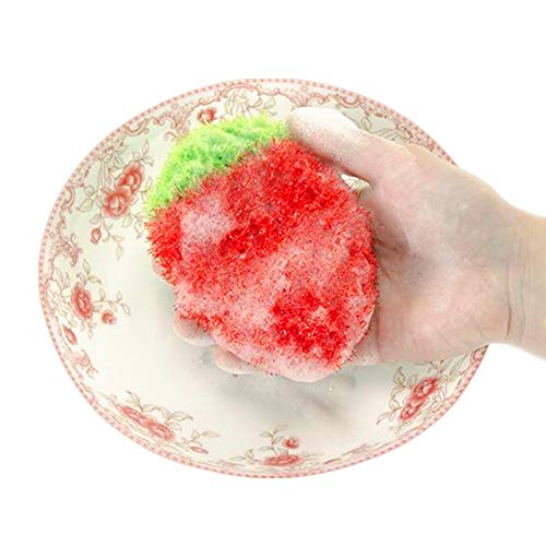 Bright Acrylic Fruit Watermelon Strawberry Flower Non-Scratch Net Cleaning Cloth Dish Scrubber Sponge for Dishwashing Set of 3