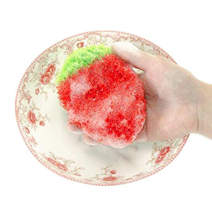 Bright Acrylic Fruit Watermelon Strawberry Flower Non-Scratch Net Cleaning Cloth Dish Scrubber Sponge for Dishwashing Set of 3