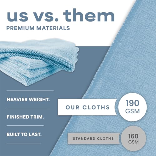 S&T INC. Microfiber Cleaning Cloth, Bulk Microfiber Towel for Home, Reusable and Lint Free Cloth Towels for Car, Light Blue, 11.5 Inch x 11.5 Inch, 100 Pack - size: 100 Pack