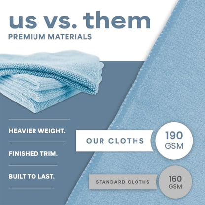 S&T INC. Microfiber Cleaning Cloth, Bulk Microfiber Towel for Home, Reusable and Lint Free Cloth Towels for Car, Light Blue, 11.5 Inch x 11.5 Inch, 50 Pack - size: 50 Pack