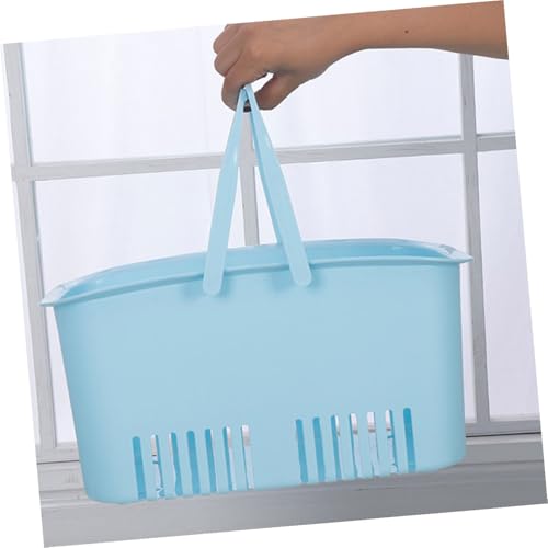 Healifty Large Portable Plastic Storage Basket Organizer 30x20.5x15cm Blue Sundries Container for Bathroom and Kitchen Desktop Storage